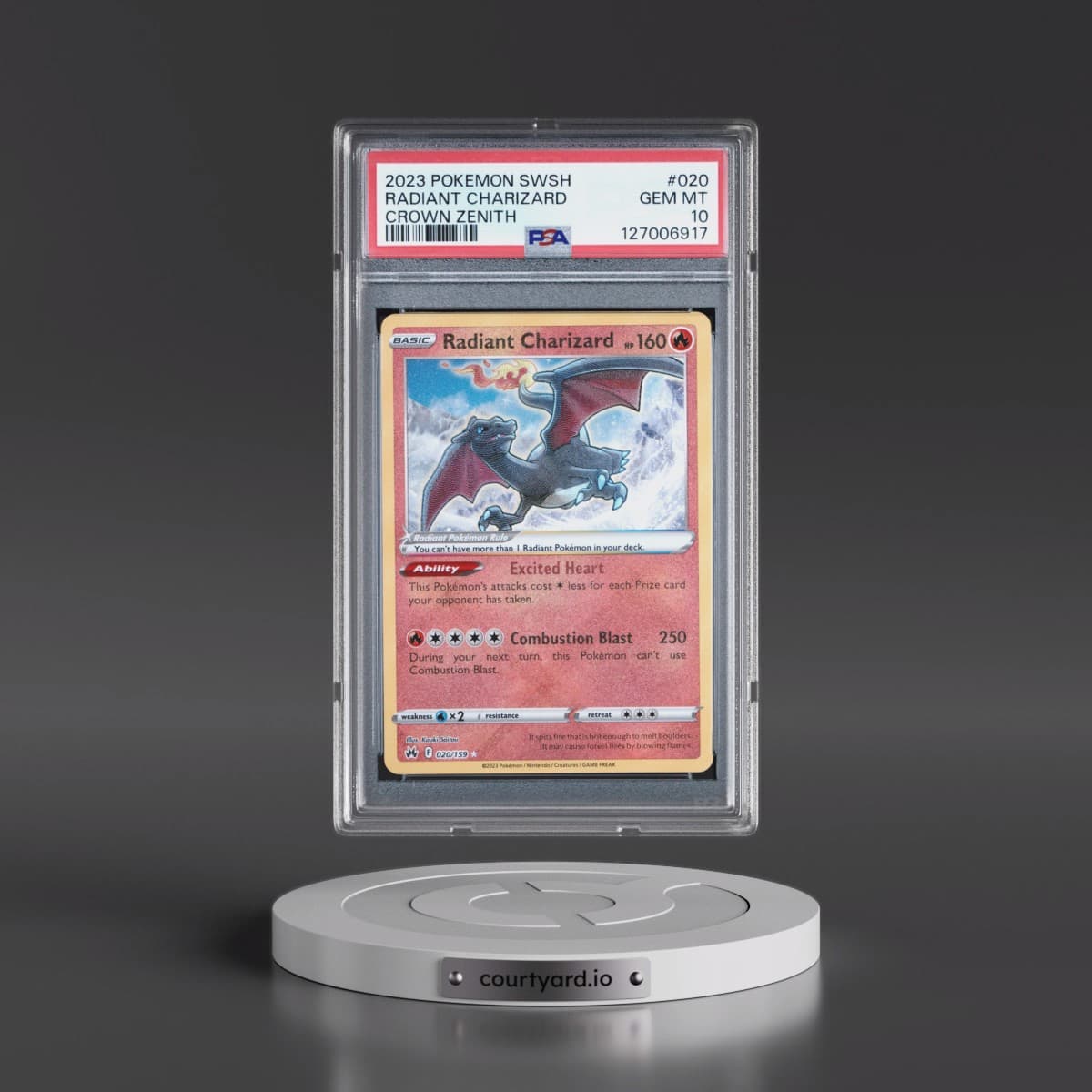 2023 Pokémon Sword and Shield Crown Zenith #020 Radiant Charizard - Holo (PSA 10 GEM MINT)