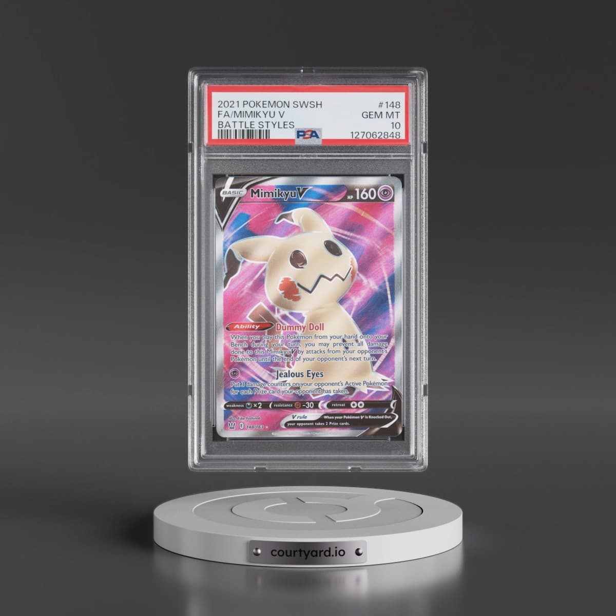 2021 Pokémon Sword & Shield Battle Styles #148 Mimikyu V - Holo Full Art (PSA 10 GEM MINT)