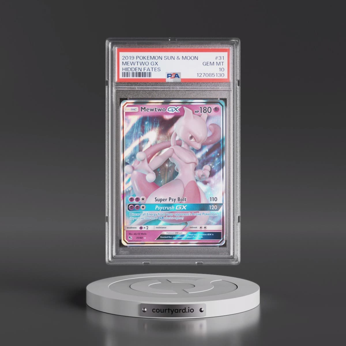 2019 Pokémon Sun & Moon Hidden Fates #31 Mewtwo GX - Holo (PSA 10 GEM MINT)