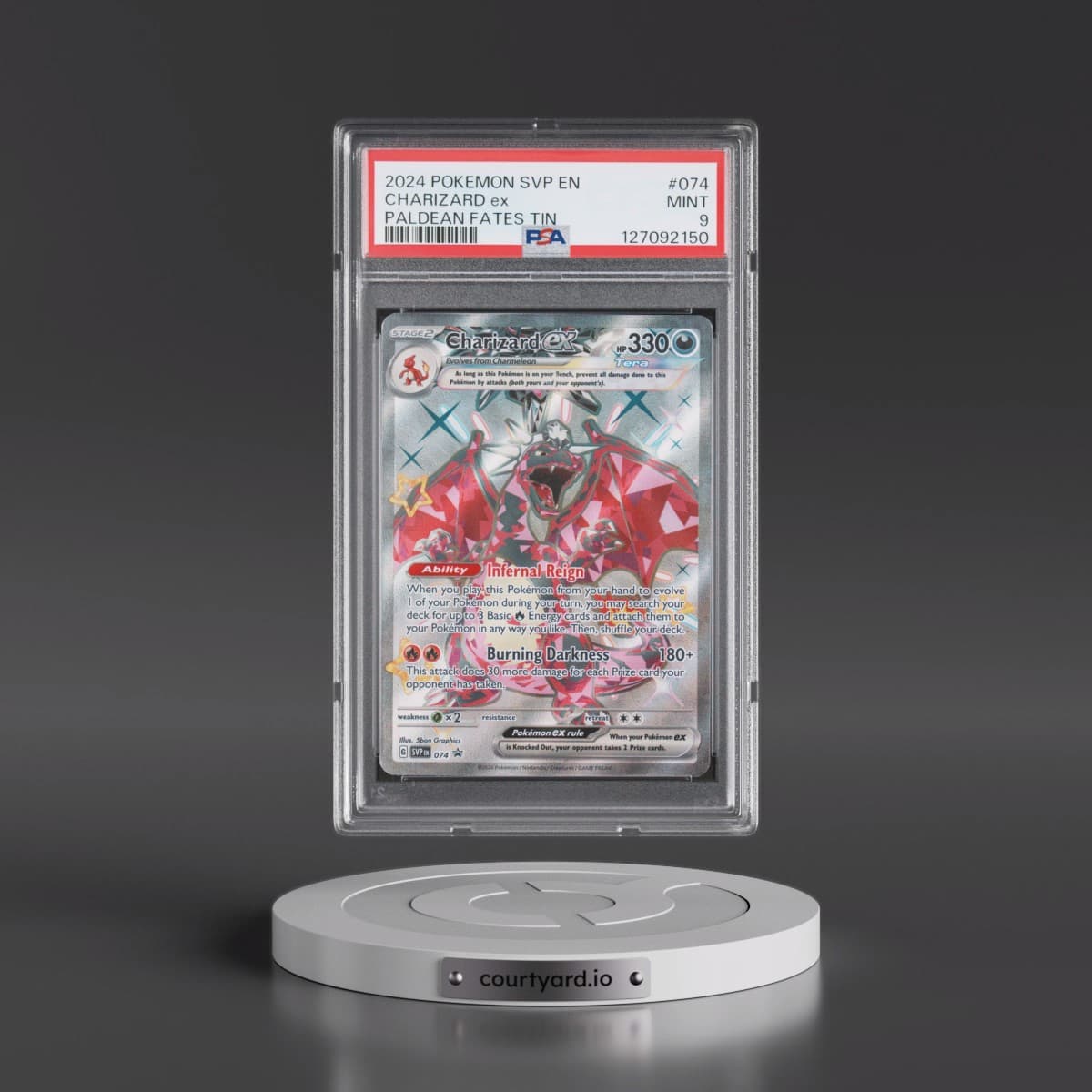 2024 Pokémon Svp EN-SV Black Star Promo #074 Charizard EX - Holo Paldean Fates Tin (PSA 9 MINT)