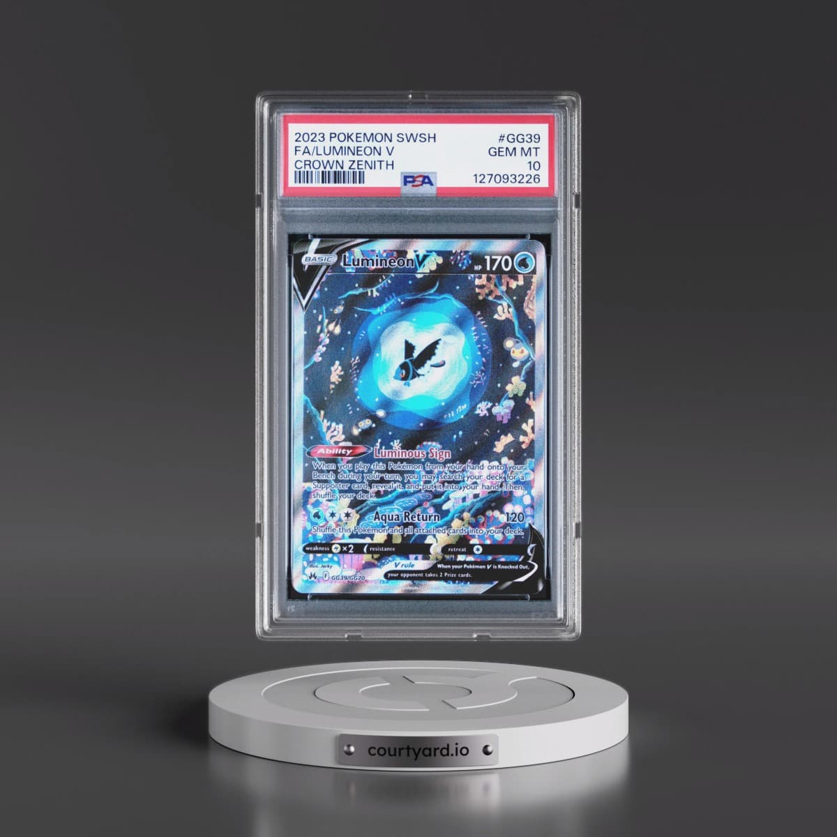 2023 Pokémon Sword and Shield Crown Zenith #GG39 Lumineon V - Holo Full Art (PSA 10 GEM MINT)