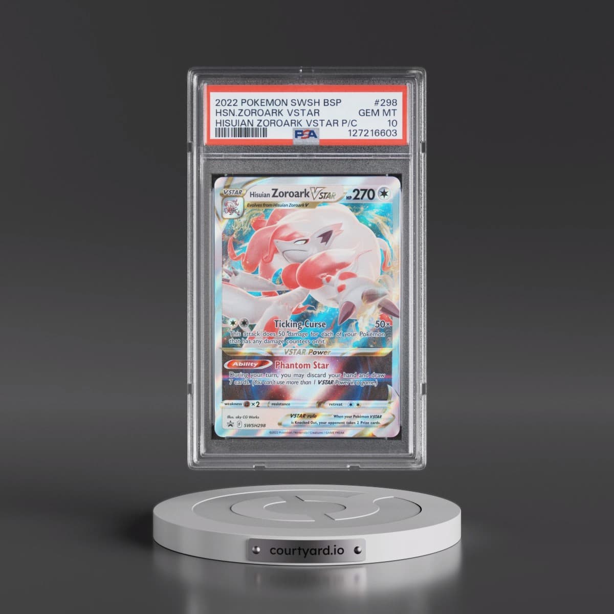 2022 Pokémon Swsh Black Star Promo #298 Hisuian Zoroark Vstar - Hisuian Zoroark Vstar Premium Collection (PSA 10 GEM MINT)