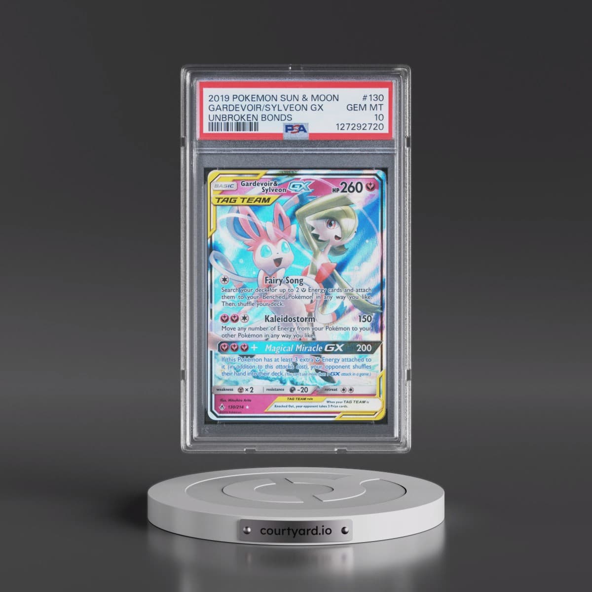 2019 Pokémon Sun & Moon Unbroken Bonds #130 Gardevoir & Sylveon GX - Holo (PSA 10 GEM MINT)