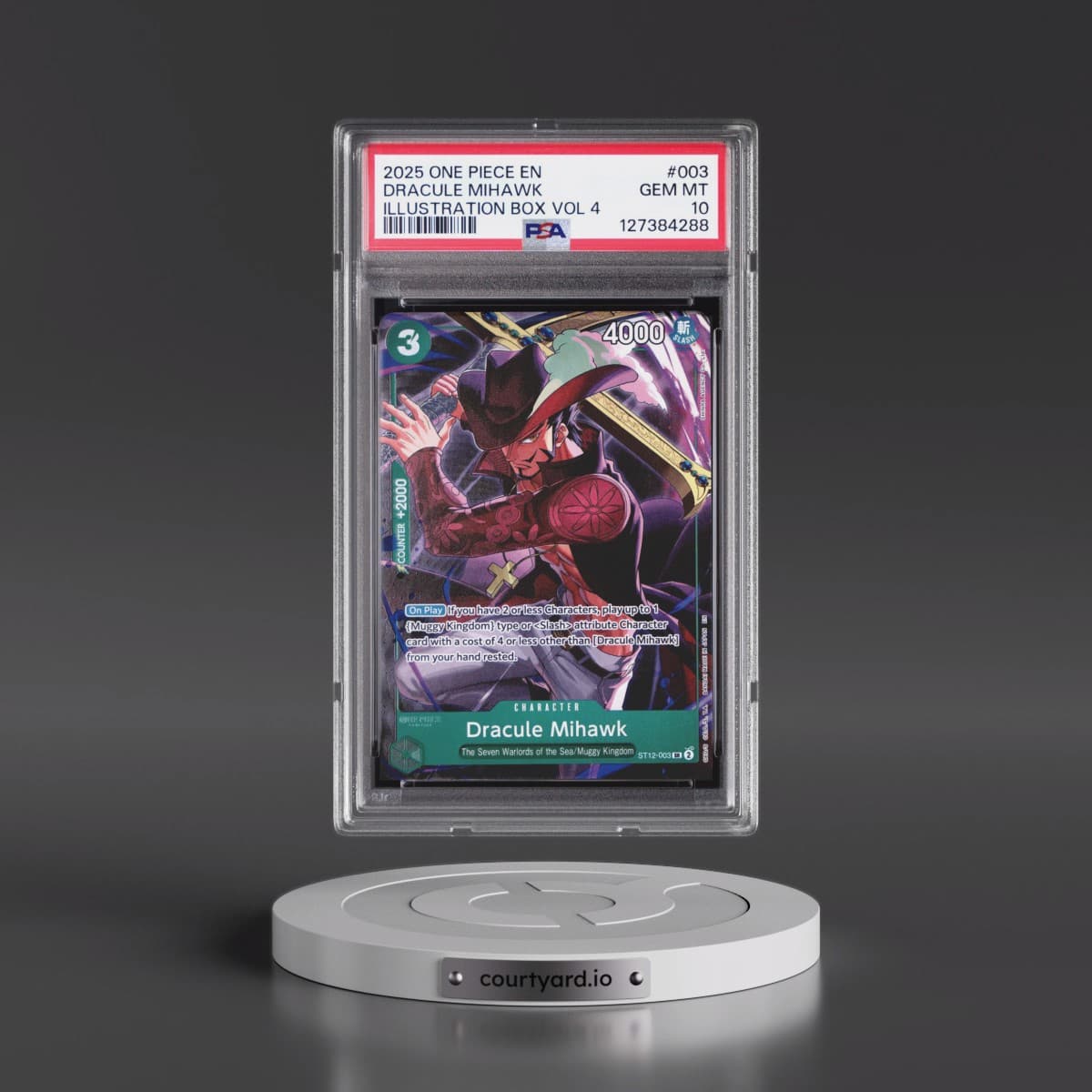 2025 One Piece Promos #003 Dracule Mihawk - Illustration Box Vol.4 (PSA 10 GEM MINT)