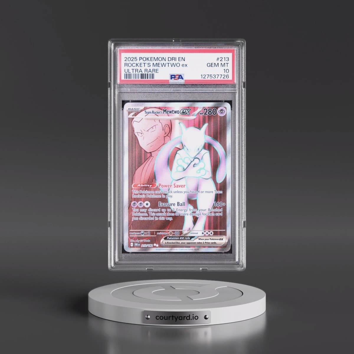 2025 Pokémon Dri EN-Destined Rivals #213 Team Rocket's Mewtwo EX - Holo Ultra Rare (PSA 10 GEM MINT)