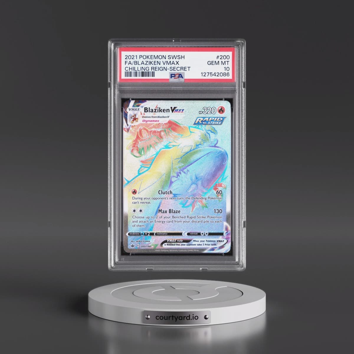 2021 Pokémon Sword & Shield Chilling Reign #200 Blaziken Vmax - Full Art Secret (PSA 10 GEM MINT)