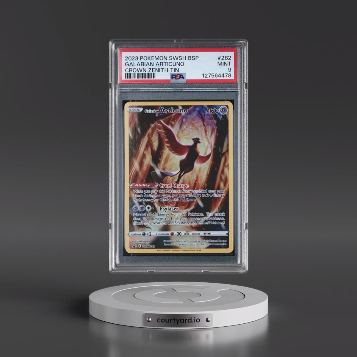 2023 Pokémon Swsh Black Star Promo #282 Galarian Articuno - Crown Zenith Tin (PSA 9 MINT)