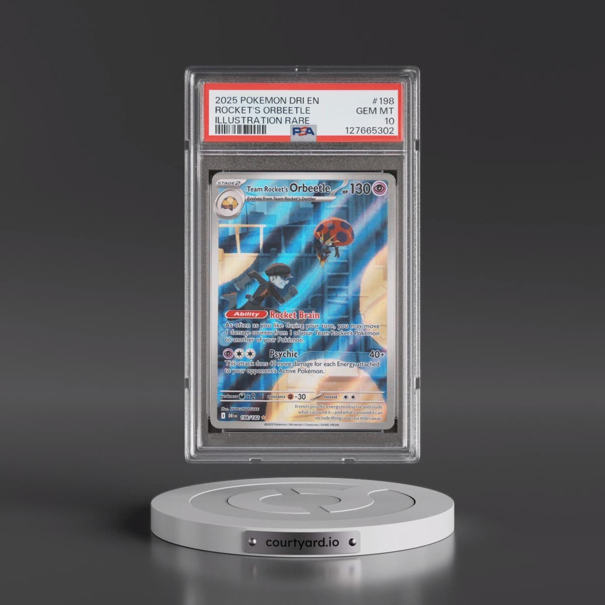 2025 Pokémon Dri EN-Destined Rivals #198 Team Rocket's Orbeetle - Illustration Rare (PSA 10 GEM MINT)