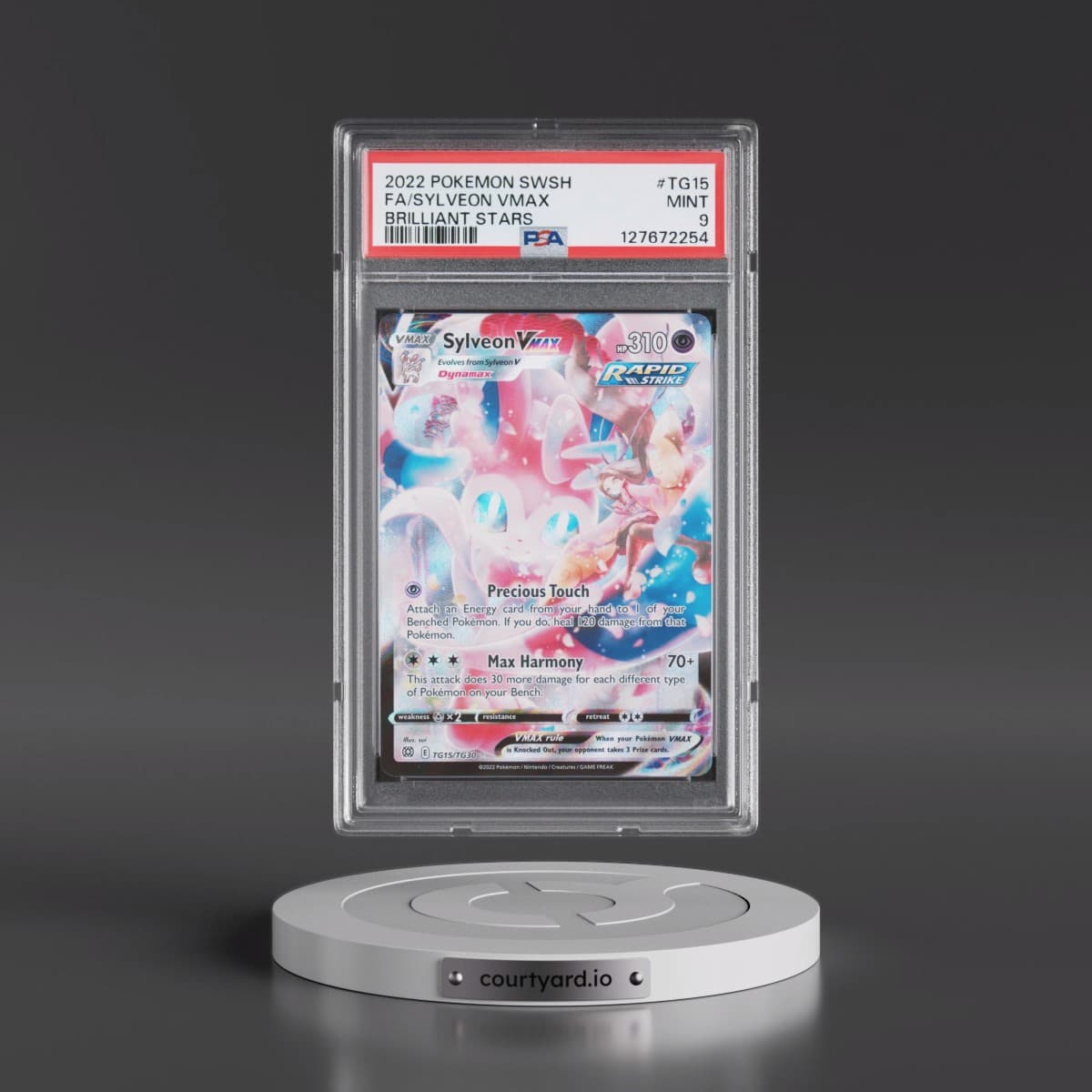 2022 Pokémon Sword & Shield Brilliant Stars #TG15 Sylveon Vmax - Full Art (PSA 9 MINT)