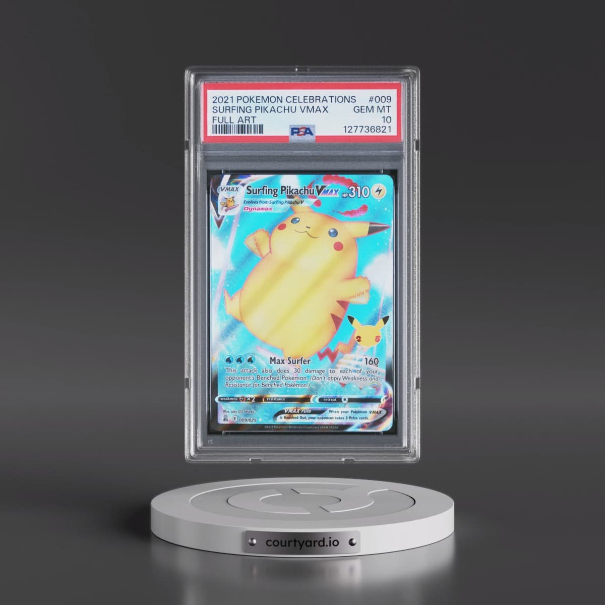 2021 Pokémon Celebrations #009 Surfing Pikachu Vmax - Full Art (PSA 10 GEM MINT)