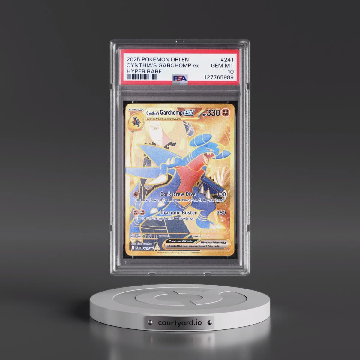 2025 Pokémon Dri EN-Destined Rivals #241 Cynthia's Garchomp EX - Holo Hyper Rare (PSA 10 GEM MINT)