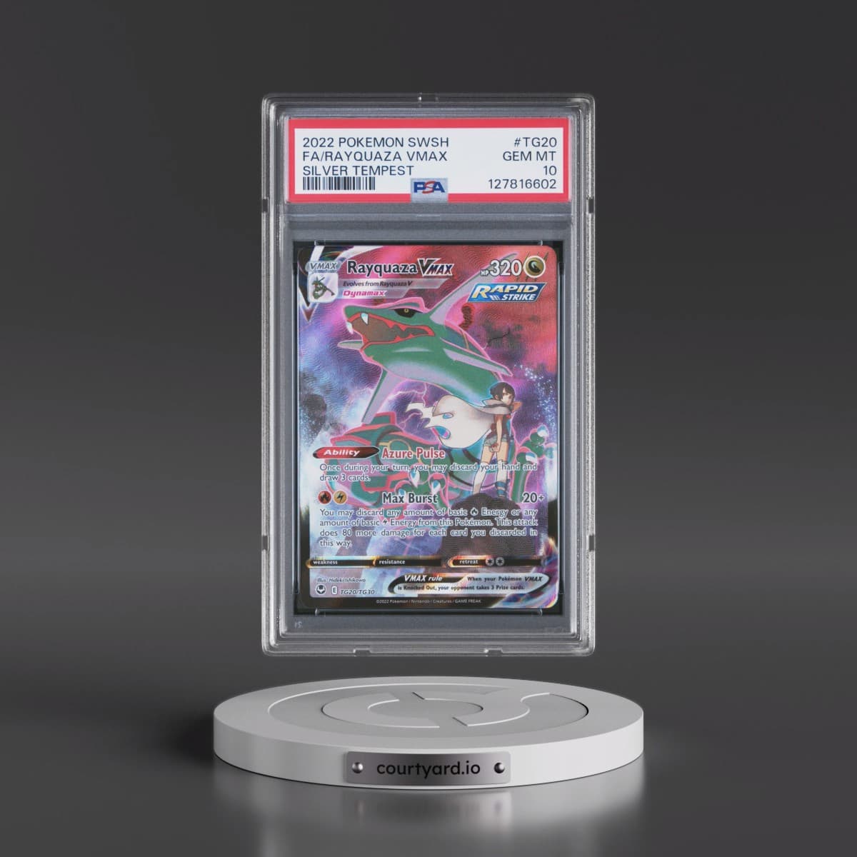 2022 Pokémon Sword & Shield Silver Tempest #TG20 Rayquaza Vmax - Full Art (PSA 10 GEM MINT)
