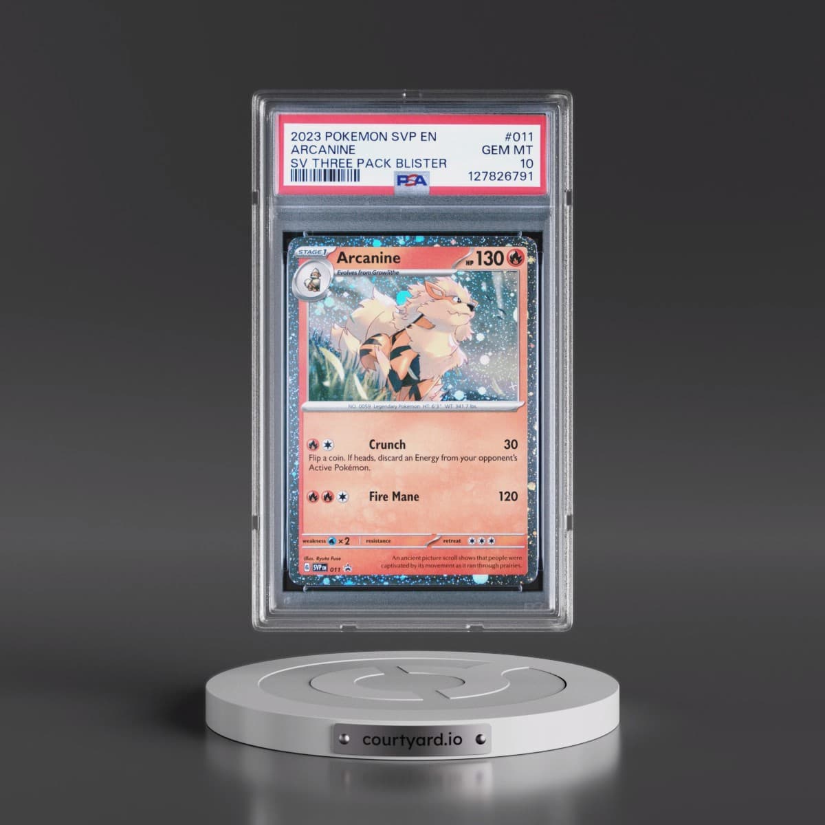2023 Pokémon Svp EN-SV Black Star Promo #011 Arcanine - Scarlet & Violet Three Pack Blister (PSA 10 GEM MINT)