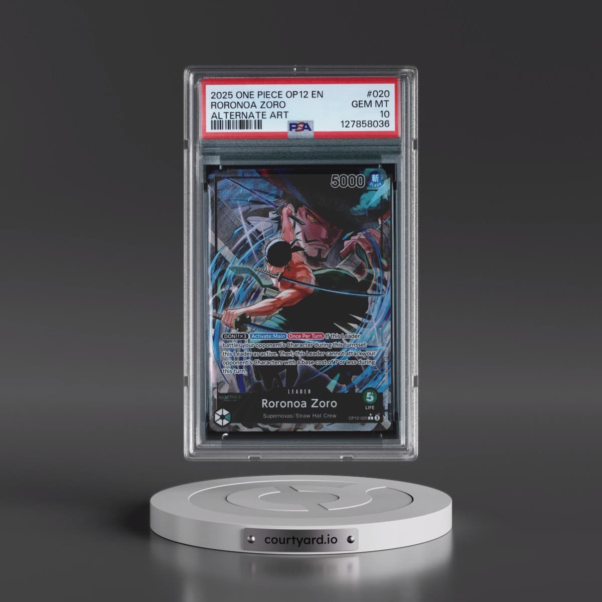 2025 One Piece OP12-Legacy of the Master #020 Roronoa Zoro - Alternate Art (PSA 10 GEM MINT)