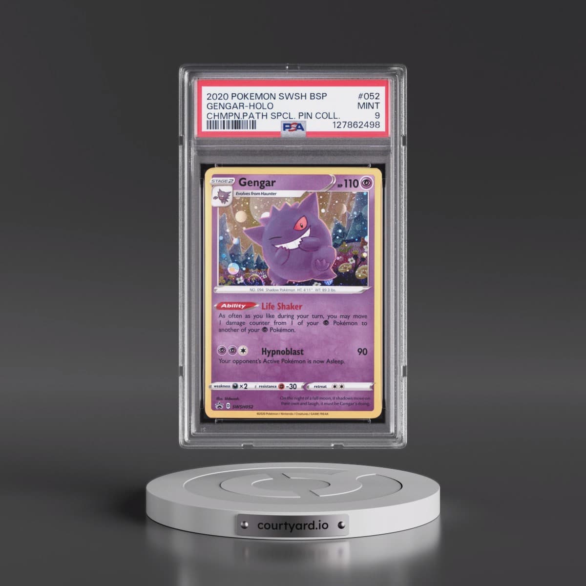 2020 Pokémon Swsh Black Star Promo #052 Gengar - Holo Champion's Path Special Pin Collection (PSA 9 MINT)