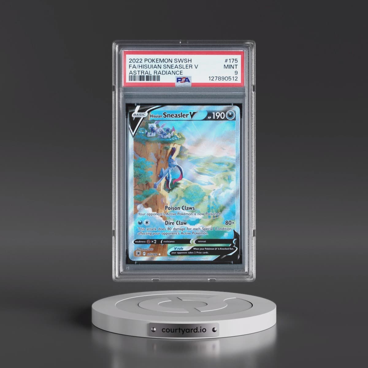 2022 Pokémon Sword & Shield Astral Radiance #175 Hisuian Sneasler V - Holo Full Art (PSA 9 MINT)