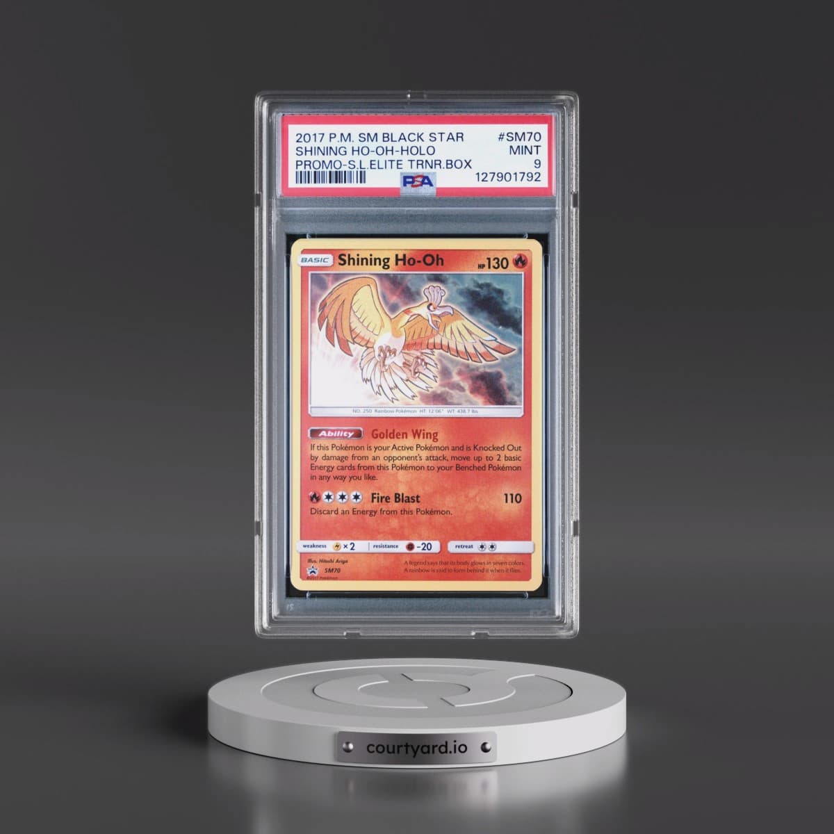2017 Pokémon SM Black Star Promo #SM70 Shining HO-Oh - Holo Holo Shining Legends Elite Trainer Box (PSA 9 MINT)