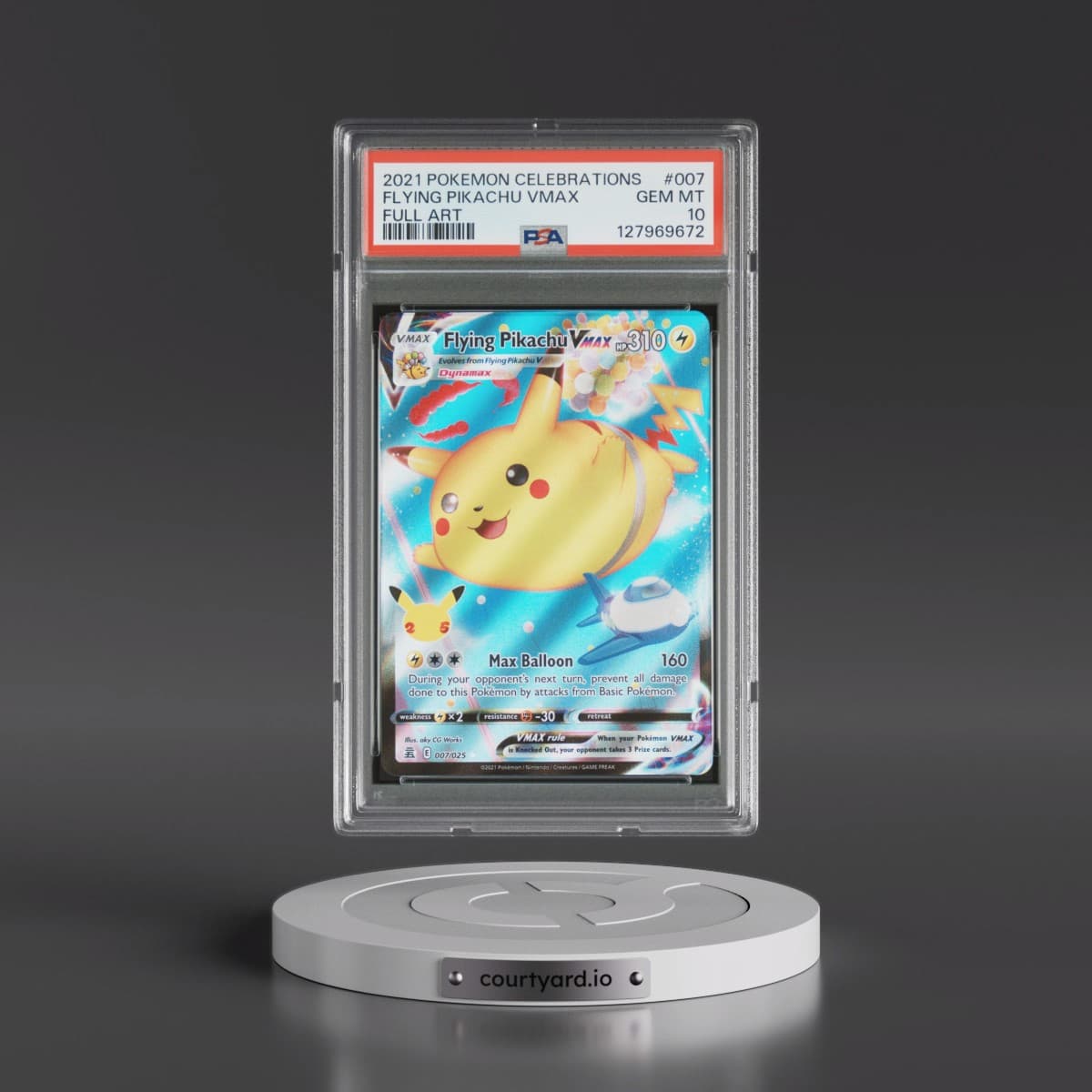 2021 Pokémon Celebrations #007 Flying Pikachu Vmax - Full Art (PSA 10 GEM MINT)