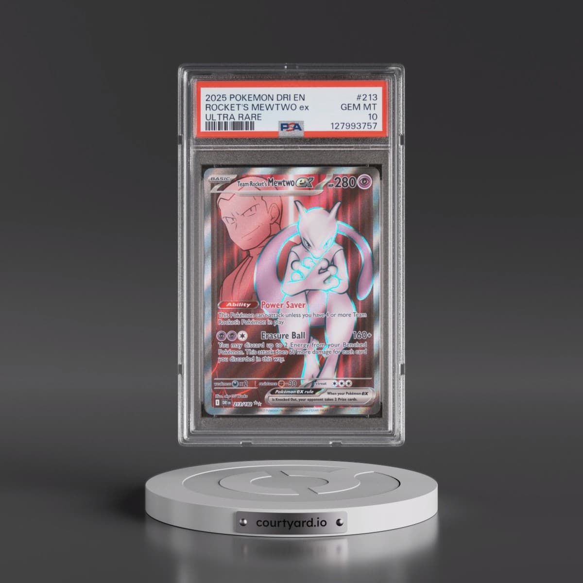 2025 Pokémon Dri EN-Destined Rivals #213 Team Rocket's Mewtwo EX - Holo Ultra Rare (PSA 10 GEM MINT)