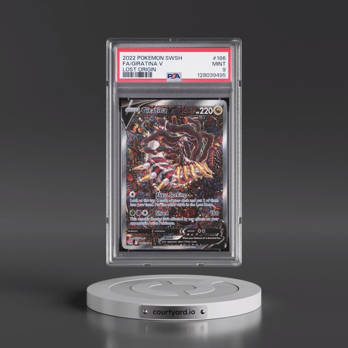 2022 Pokémon Sword & Shield Lost Origin #186 Giratina V - Holo Full Art (PSA 9 MINT)