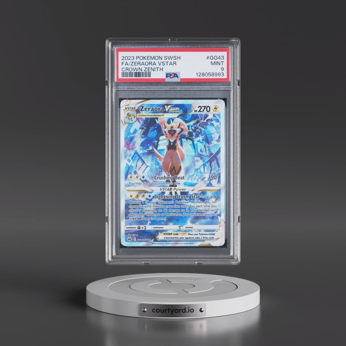 2023 Pokémon Sword and Shield Crown Zenith #GG43 Zeraora Vstar - Full Art (PSA 9 MINT)