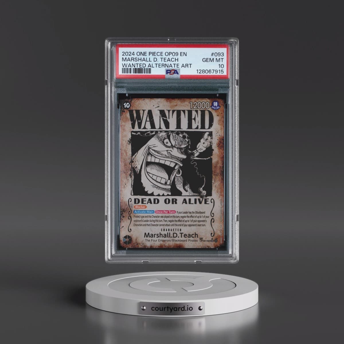 2024 One Piece OP09-Emperors in the New World #093 Marshall D. Teach - Wanted Alternate Art (PSA 10 GEM MINT)