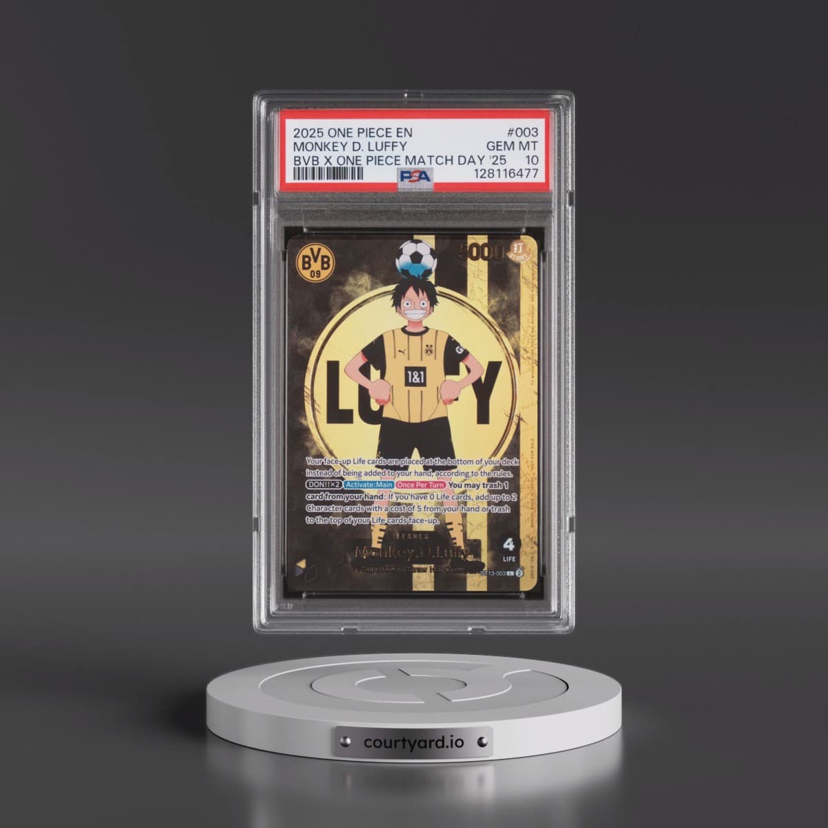 2025 One Piece Promos #003 Monkey D. Luffy - Bvb X One Piece Match Day 2025 (PSA 10 GEM MINT)