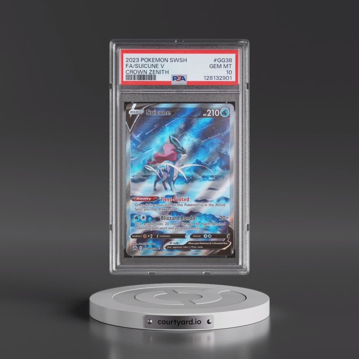 2023 Pokémon Sword and Shield Crown Zenith #GG38 Suicune V - Holo Full Art (PSA 10 GEM MINT)