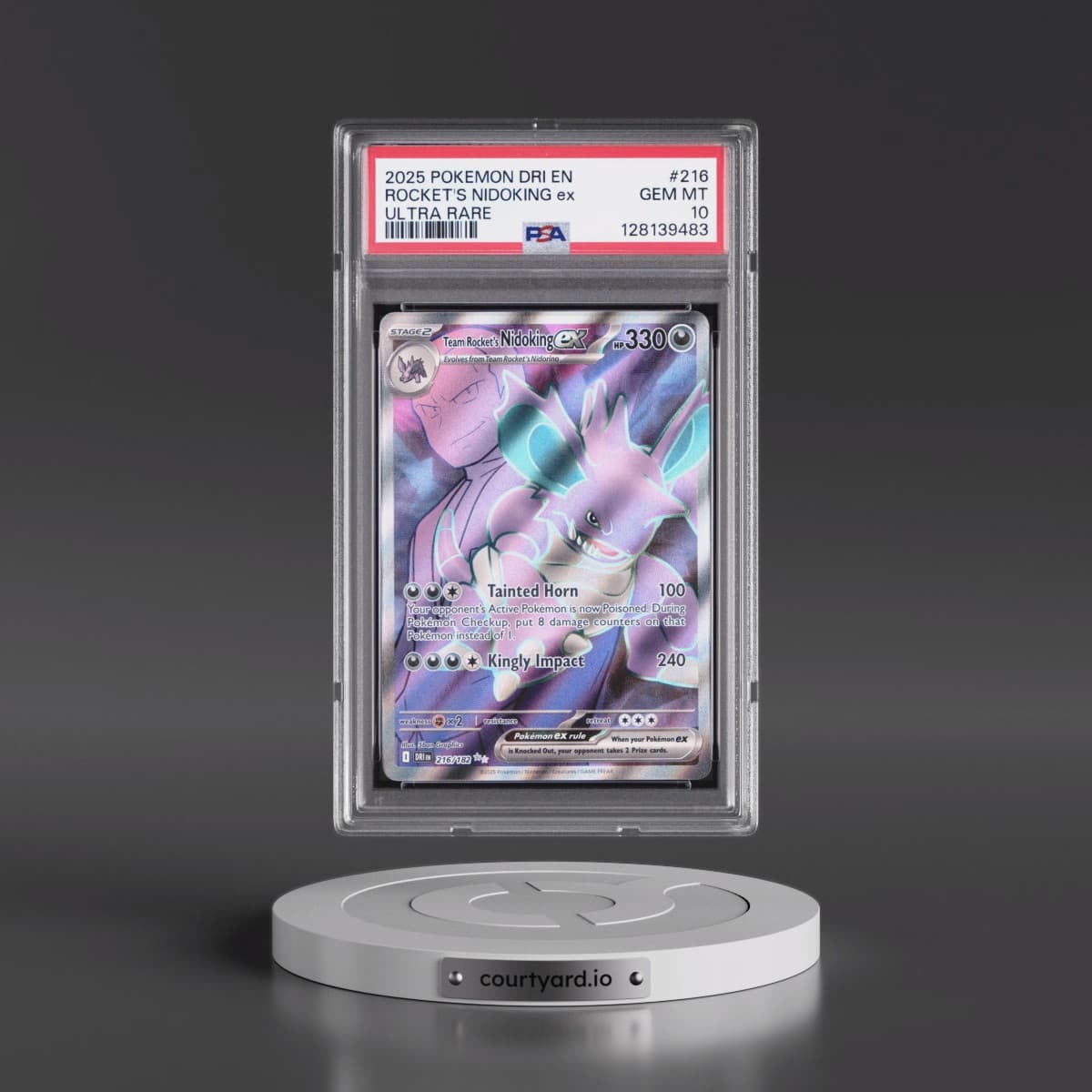 2025 Pokémon Dri EN-Destined Rivals #216 Team Rocket's Nidoking EX - Holo Ultra Rare (PSA 10 GEM MINT)