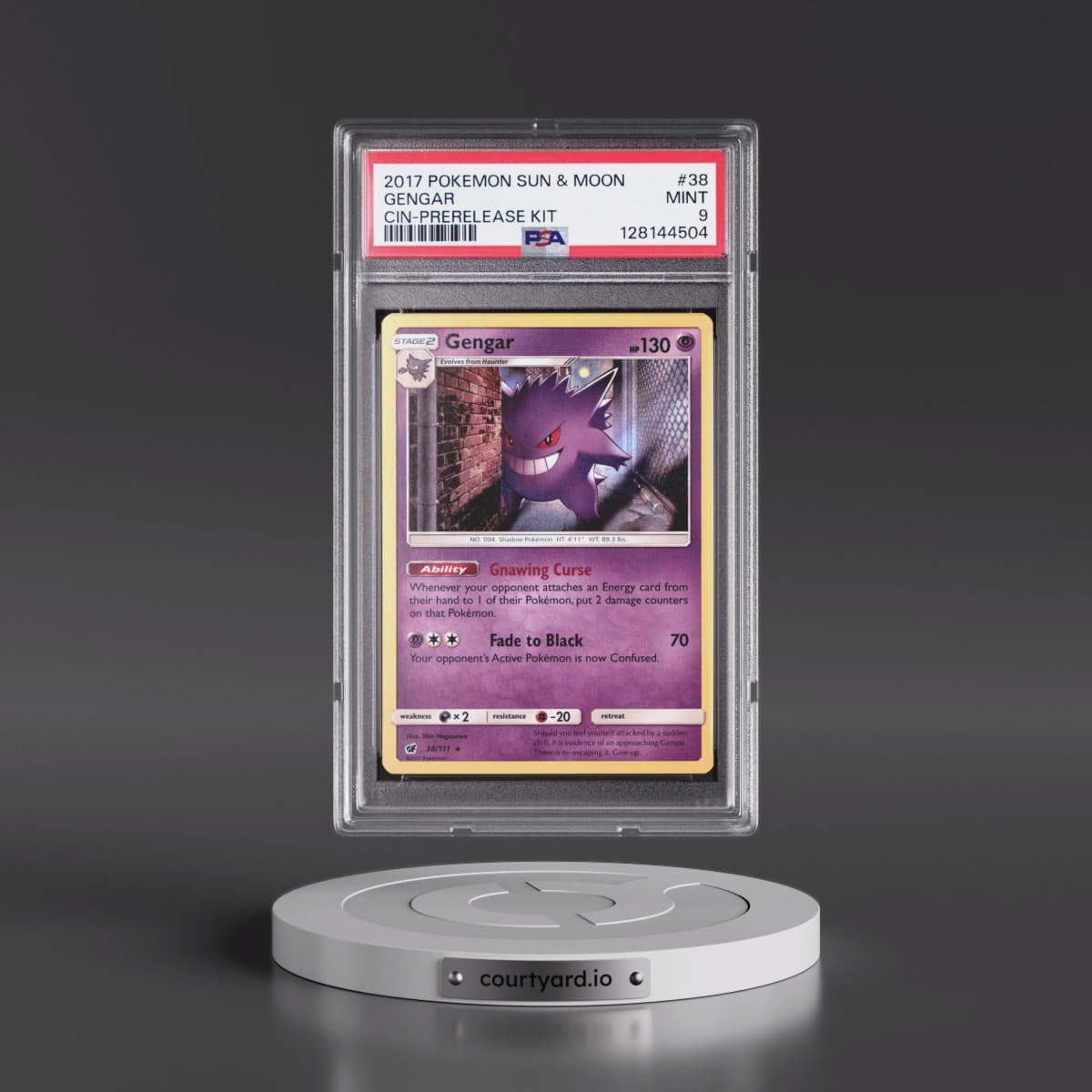 2017 Pokémon Sun & Moon Crimson Invasion #38 Gengar - Prerelease Kit (PSA 9 MINT)