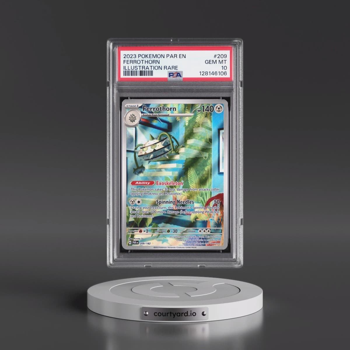 2023 Pokémon Par EN-Paradox Rift #209 Ferrothorn - Illustration Rare (PSA 10 GEM MINT)