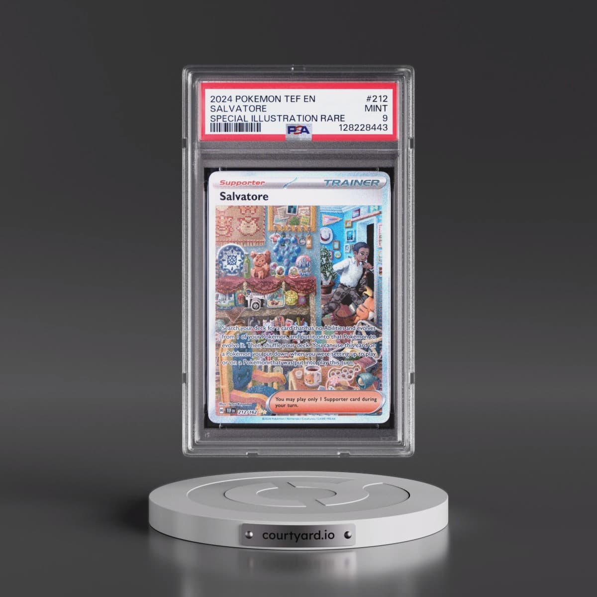 2024 Pokémon Tef EN-Temporal Forces #212 Salvatore - Special Illustration Rare (PSA 9 MINT)