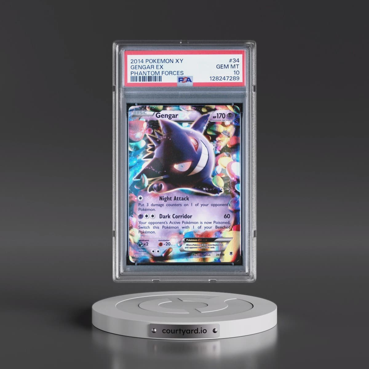 2014 Pokémon XY Phantom Forces #34 Gengar EX - Holo (PSA 10 GEM MINT)