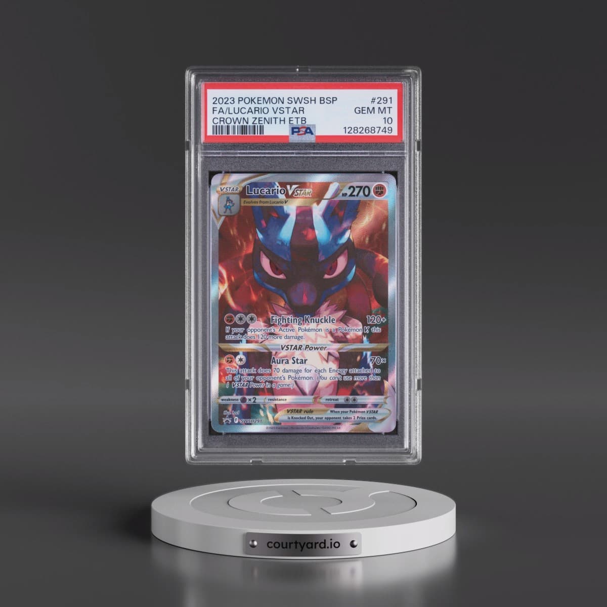 2023 Pokémon Swsh Black Star Promo #291 Lucario Vstar - Full Art Crown Zenith Elite Trainer Box (PSA 10 GEM MINT)