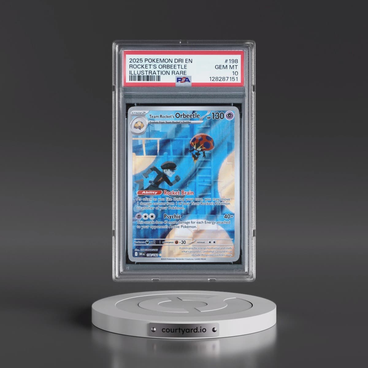 2025 Pokémon Dri EN-Destined Rivals #198 Team Rocket's Orbeetle - Illustration Rare (PSA 10 GEM MINT)