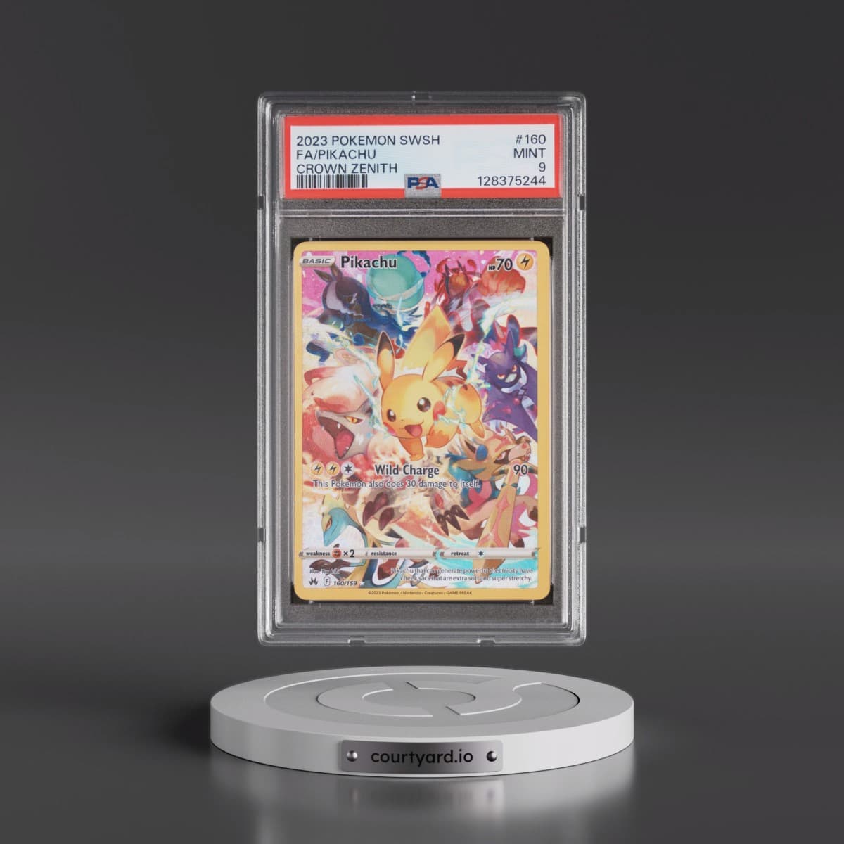 2023 Pokémon Sword and Shield Crown Zenith #160 Pikachu - Full Art (PSA 9 MINT)