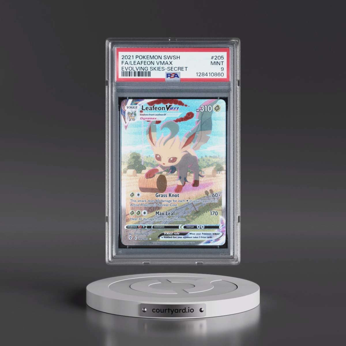 2021 Pokémon Sword & Shield Evolving Skies #205 Leafeon Vmax - Full Art Secret (PSA 9 MINT)