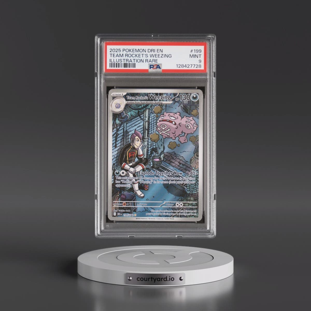 2025 Pokémon Dri EN-Destined Rivals #199 Team Rocket's Weezing - Illustration Rare (PSA 9 MINT)
