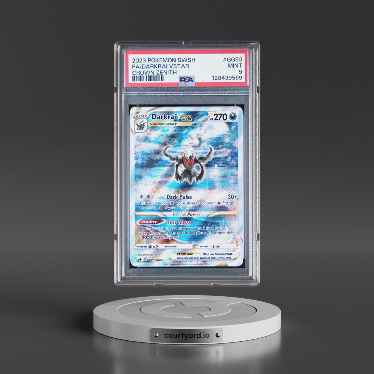 2023 Pokémon Sword and Shield Crown Zenith #GG50 Darkrai Vstar - Full Art (PSA 9 MINT)