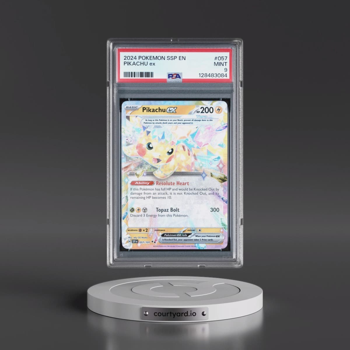 2024 Pokémon Ssp EN-Surging Sparks #057 Pikachu EX - Holo (PSA 9 MINT)