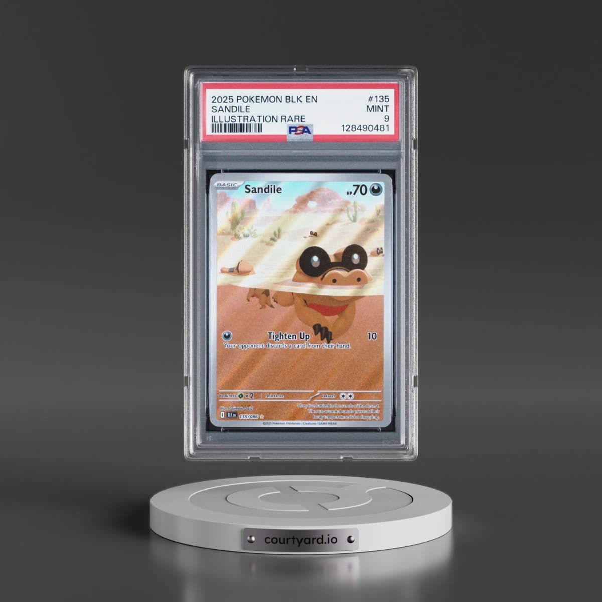 2025 Pokémon Blk EN-Black Bolt #135 Sandile - Illustration Rare (PSA 9 MINT)