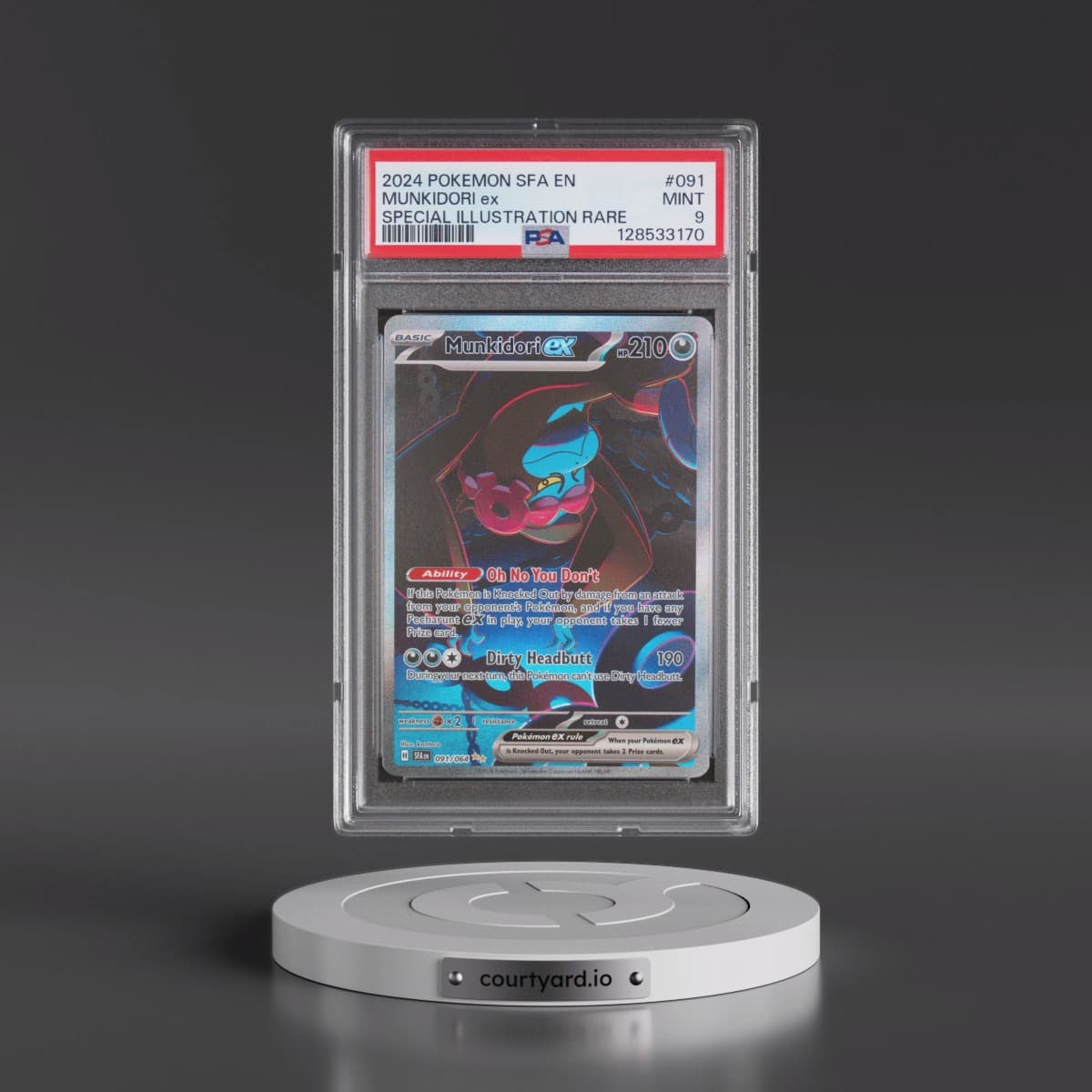 2024 Pokémon Sfa EN-Shrouded Fable #091 Munkidori EX - Holo Special Illustration Rare (PSA 9 MINT)