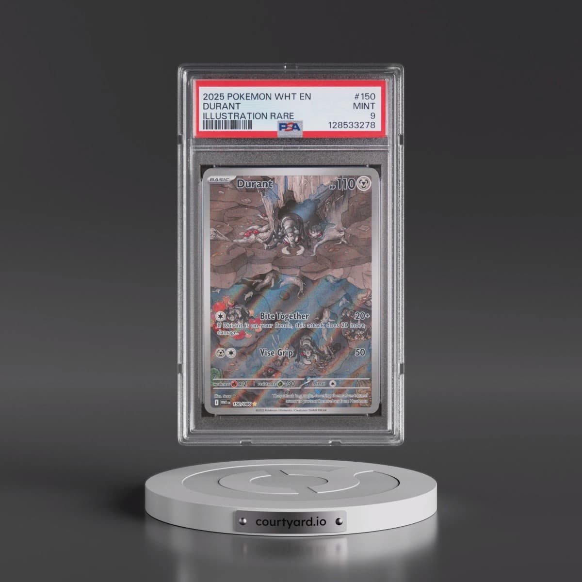 2025 Pokémon Wht EN-White Flare #150 Durant - Illustration Rare (PSA 9 MINT)