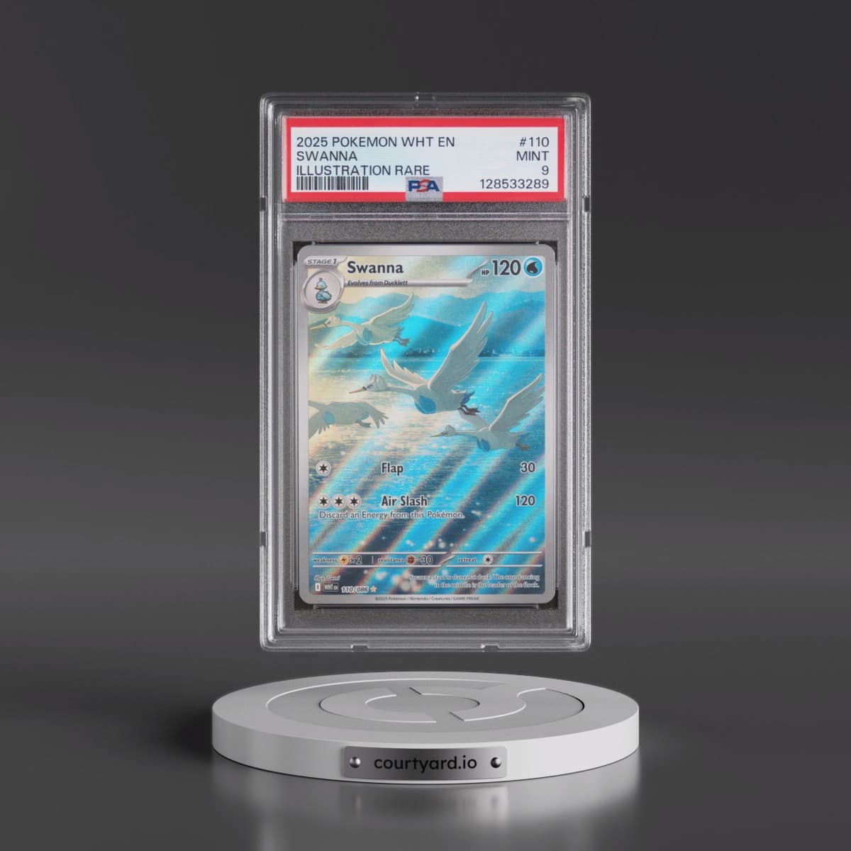 2025 Pokémon Wht EN-White Flare #110 Swanna - Illustration Rare (PSA 9 MINT)