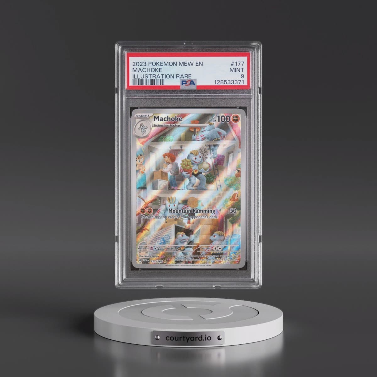 2023 Pokémon Mew EN-151 #177 Machoke - Illustration Rare (PSA 9 MINT)