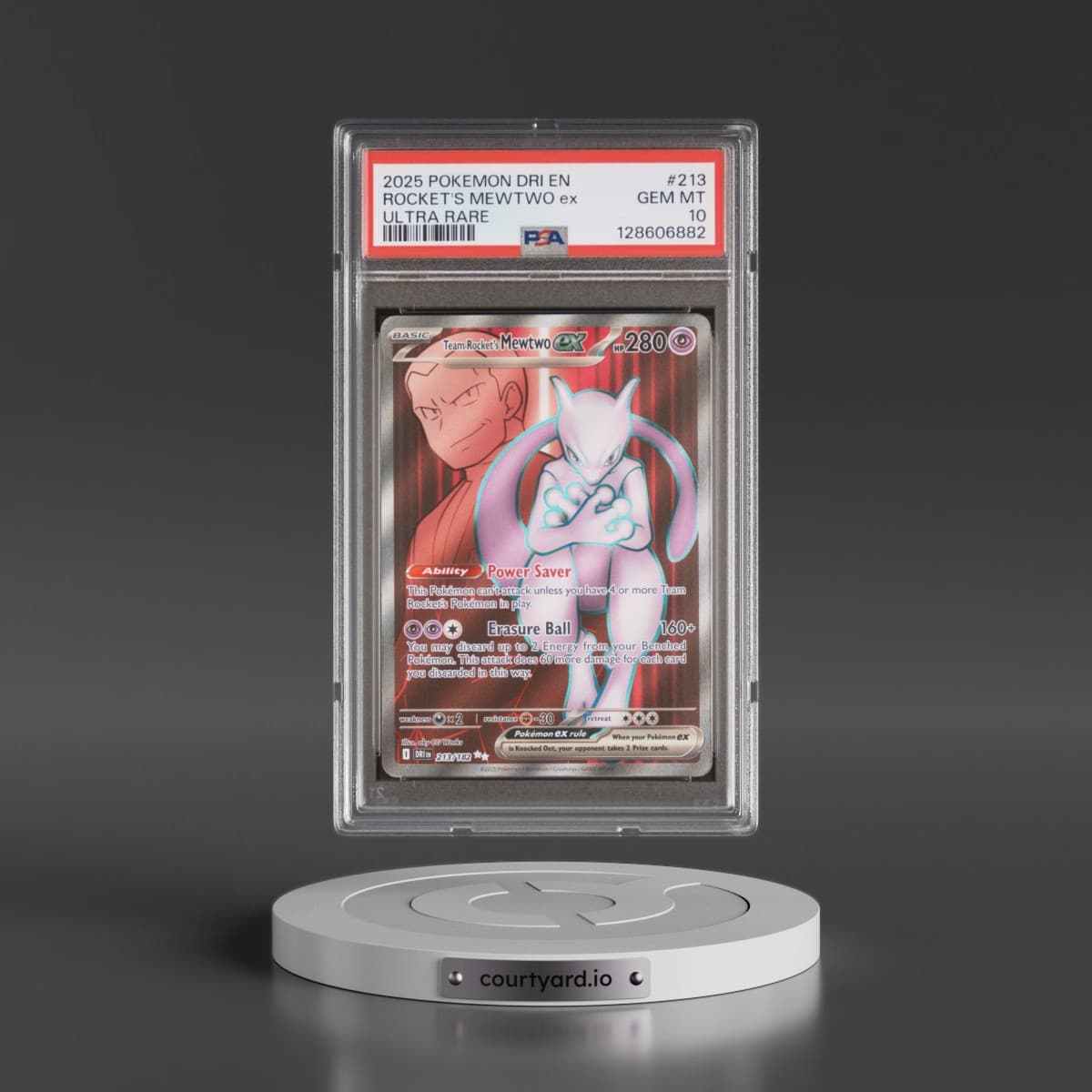 2025 Pokémon Dri EN-Destined Rivals #213 Team Rocket's Mewtwo EX - Holo Ultra Rare (PSA 10 GEM MINT)