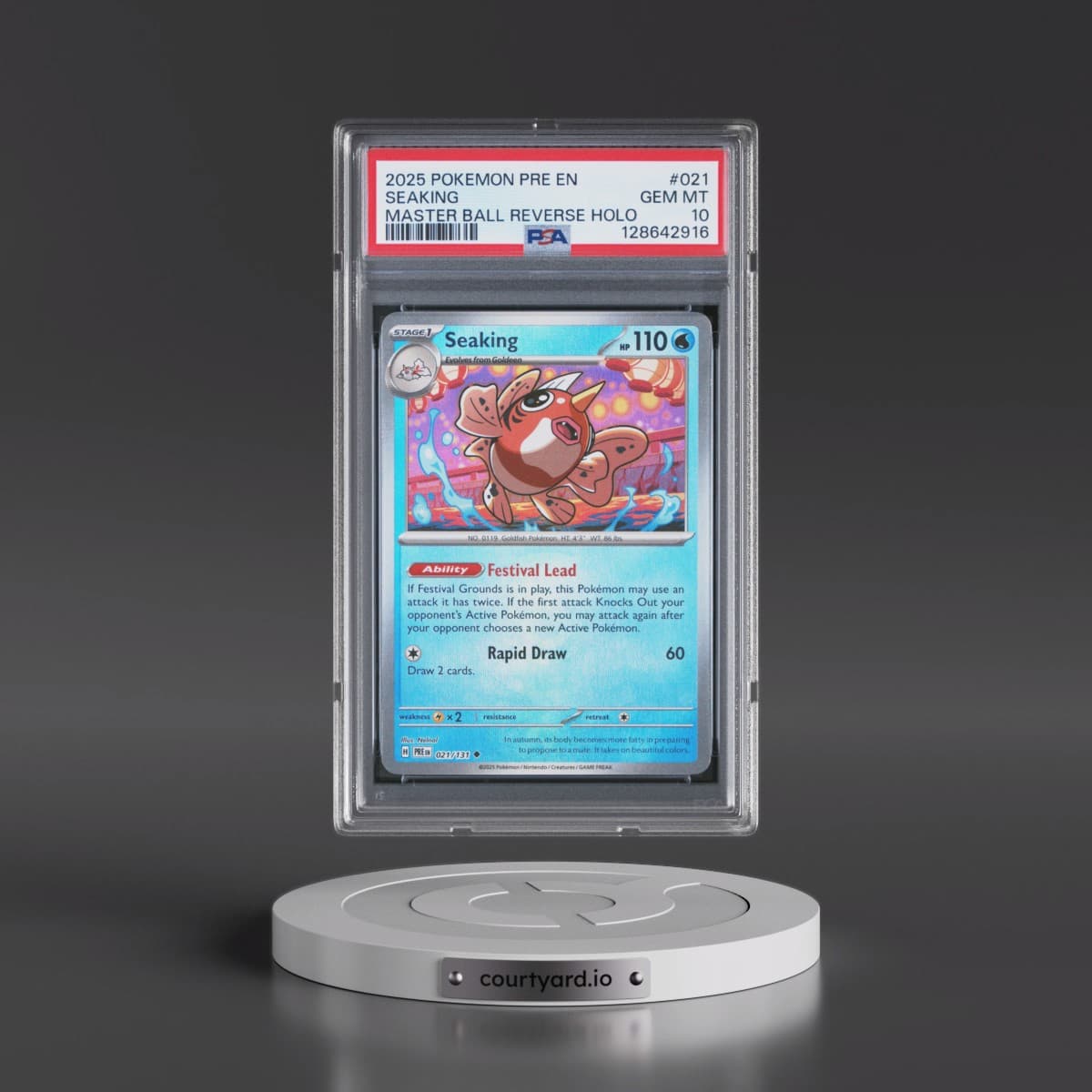 2025 Pokémon Pre EN-Prismatic Evolutions #021 Seaking - Reverse Holo Master Ball (PSA 10 GEM MINT)
