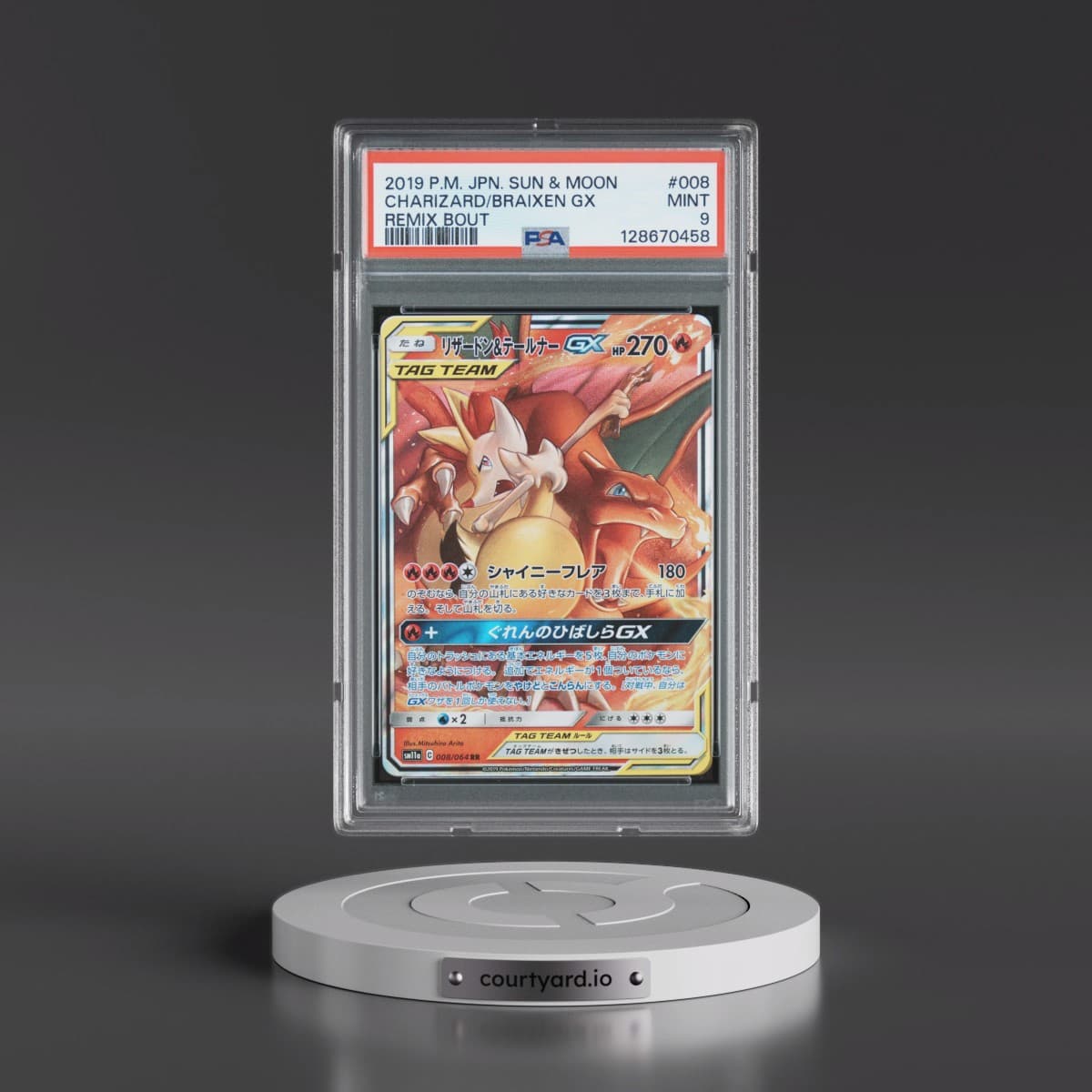 2019 Pokémon Sun & Moon Remix Bout #008 Charizard & Braixen GX - Holo (PSA 9 MINT)