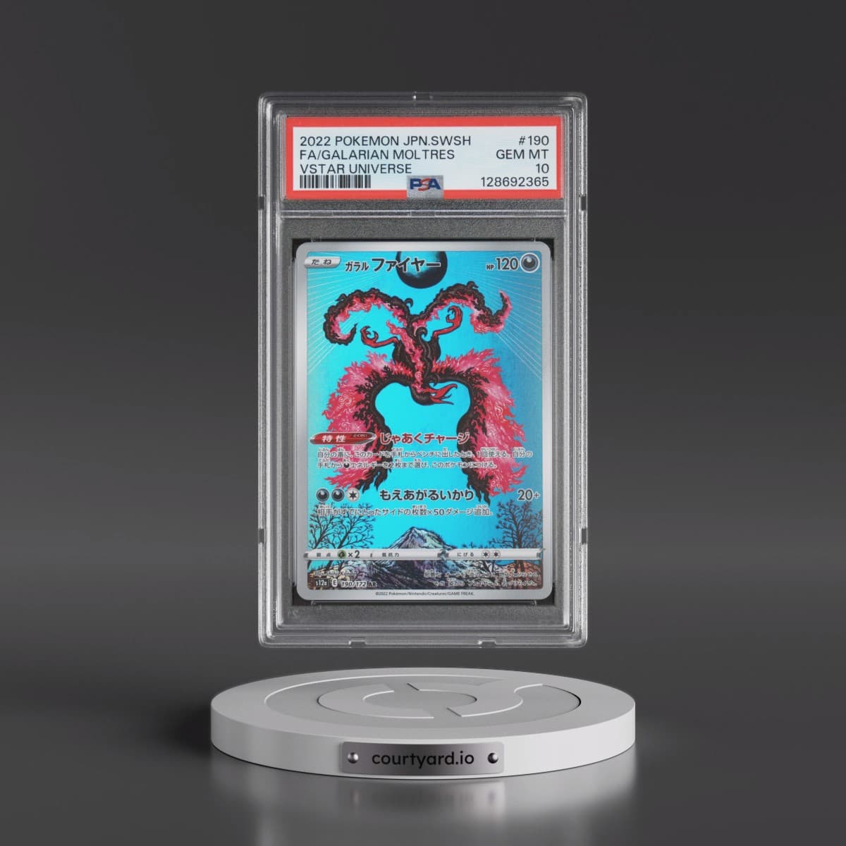 2022 Pokémon Sword & Shield Vstar Universe #190 Galarian Moltres - Full Art (PSA 10 GEM MINT)