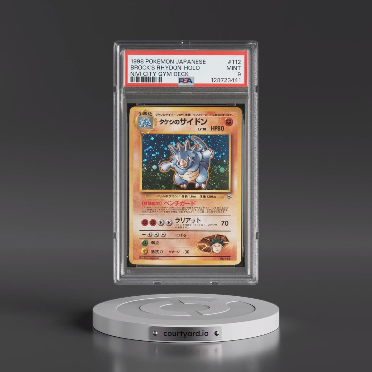 1998 Pokémon Nivi City Gym Deck #112 Brock's Rhydon - Holo (PSA 9 MINT)